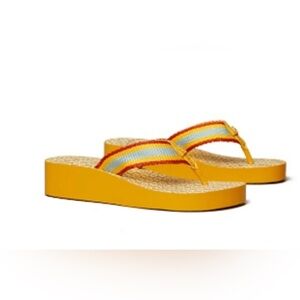 NWT Authentic Summer Beach Vacation Tory Burch Gemini Link Wedge Flip Flop